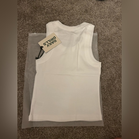 Daily Drills White Ribbed Logo Tank - Picture 4 of 4